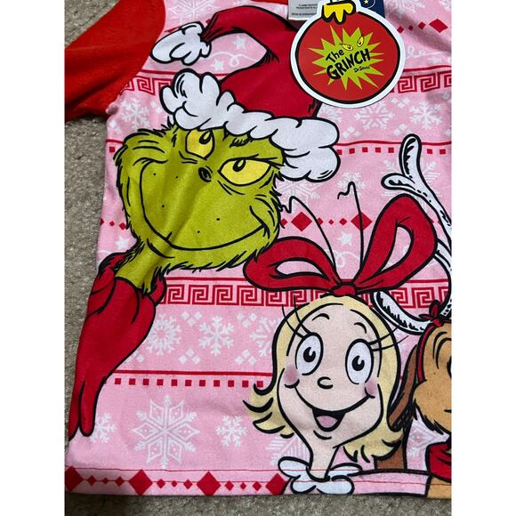 Dr. Seuss’ The Grinch Christmas holidays Toddler 3 Pc Pajama Set Socks Sz 4 Red - Picture 4 of 10